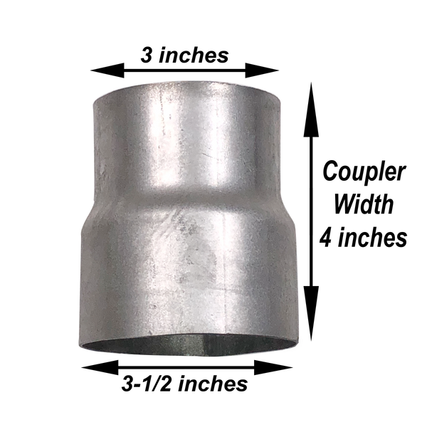 Reducer Pipe Adaptor 3" ID to 3.5" ID Aluminized Steel