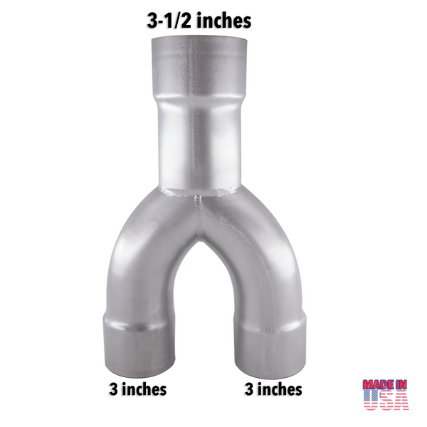KHAOS MOTORSPORTS Y-PIPE DUAL 3" TO 3.5" EXIT Made In U.S.A Aluminized tubing