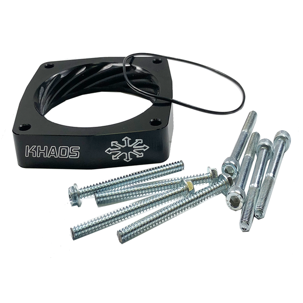 Khaos Motorsports Helix Throttle Body Spacer 84mm Dodge Charger / Challenger HEMI Anodized Black