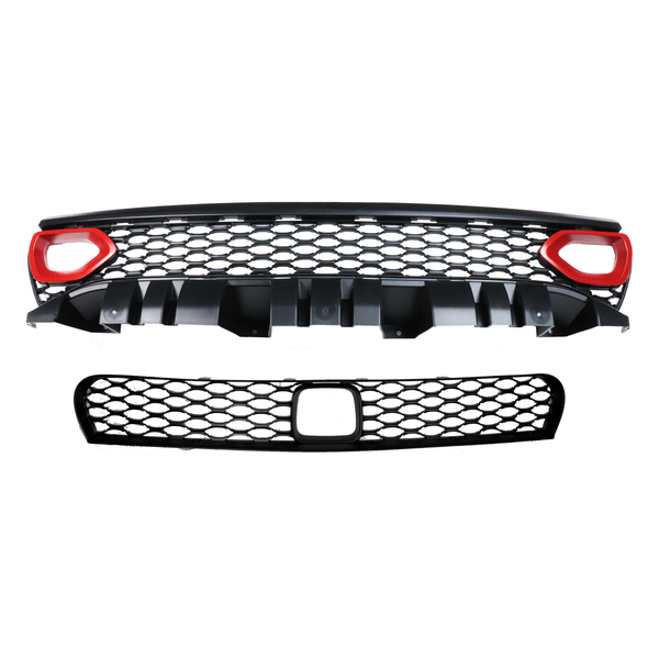 2015-2023 Dodge Charger SRT Upper And Lower Grille Set With Color Matched Intake Bezels