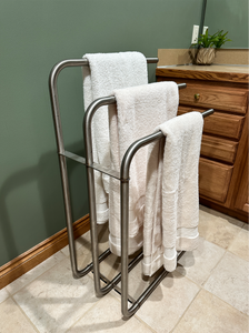 Freestanding 3 Tier 304 Brushed Stainless Towel Rack Made In U.S.A