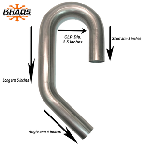 1.625" 1-5/8" 180 45 DEGREE 304 STAINLESS 16ga MANDREL BEND EXHAUST TUBING