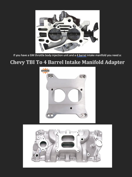 Chevy TBI Onto Holley Edelbrock 4 Barrel Intake Manifold Adapter 2" Open