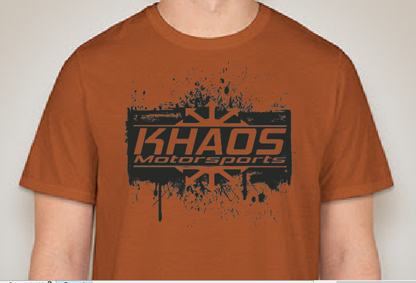 Khaos Motorsports Logo T-Shirt Splatter Orange and Black