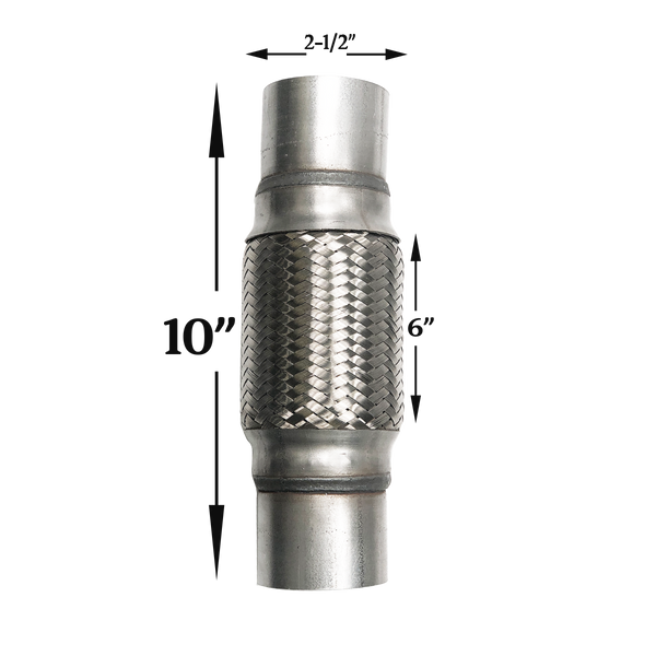 Flex Pipe Stainless Steel 2.5" x 6" x 10" Double Braid Khaos Motorsports